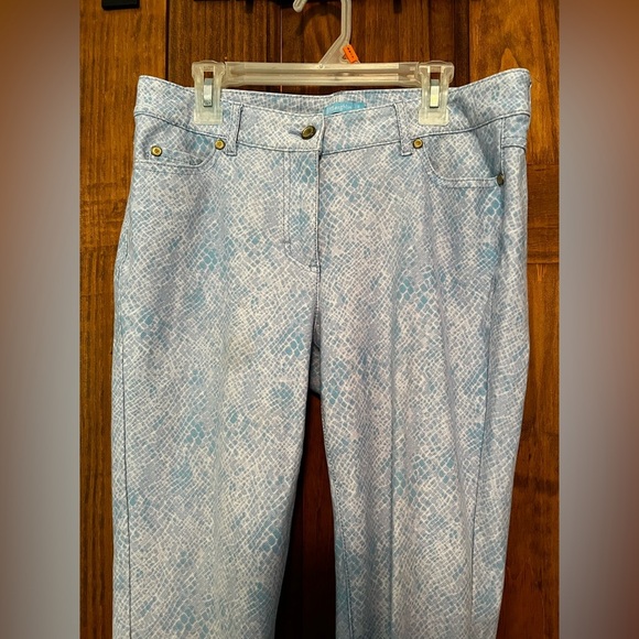 J. McLaughlin Lexi Snake Print Skinny Jeans Light Blue Size 6 | Summer Slim Fit - Picture 4 of 10